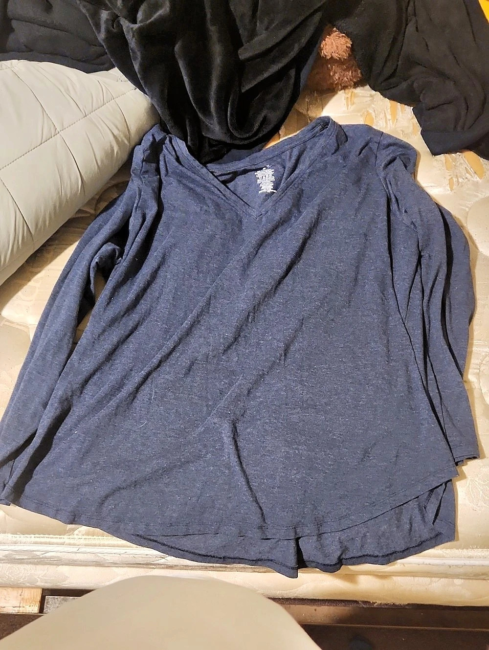 George Women's Long Sleeve Top Blue Size 4X